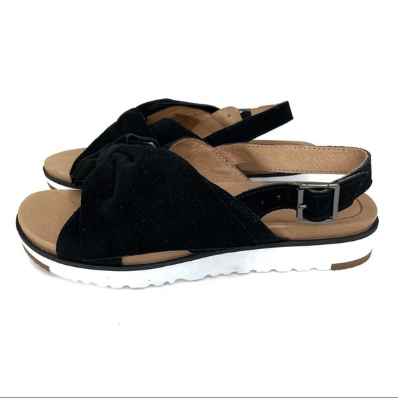 UGG Joanie Suede Bow Black Sandals Slingback Slippers Size 6 - Picture 4 of 12